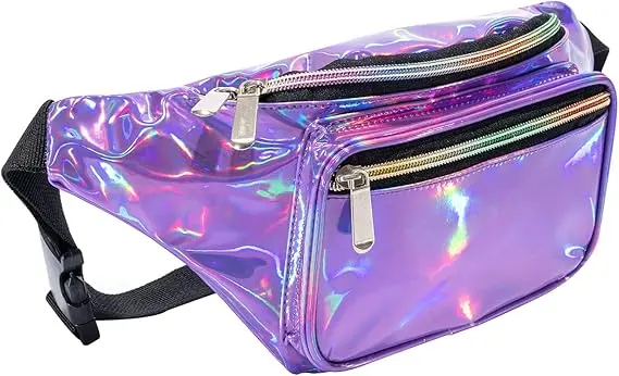 C.T.Soarsky Holographic 80s 90S Rave Stars Neon Transparent Gravel Fanny Pack