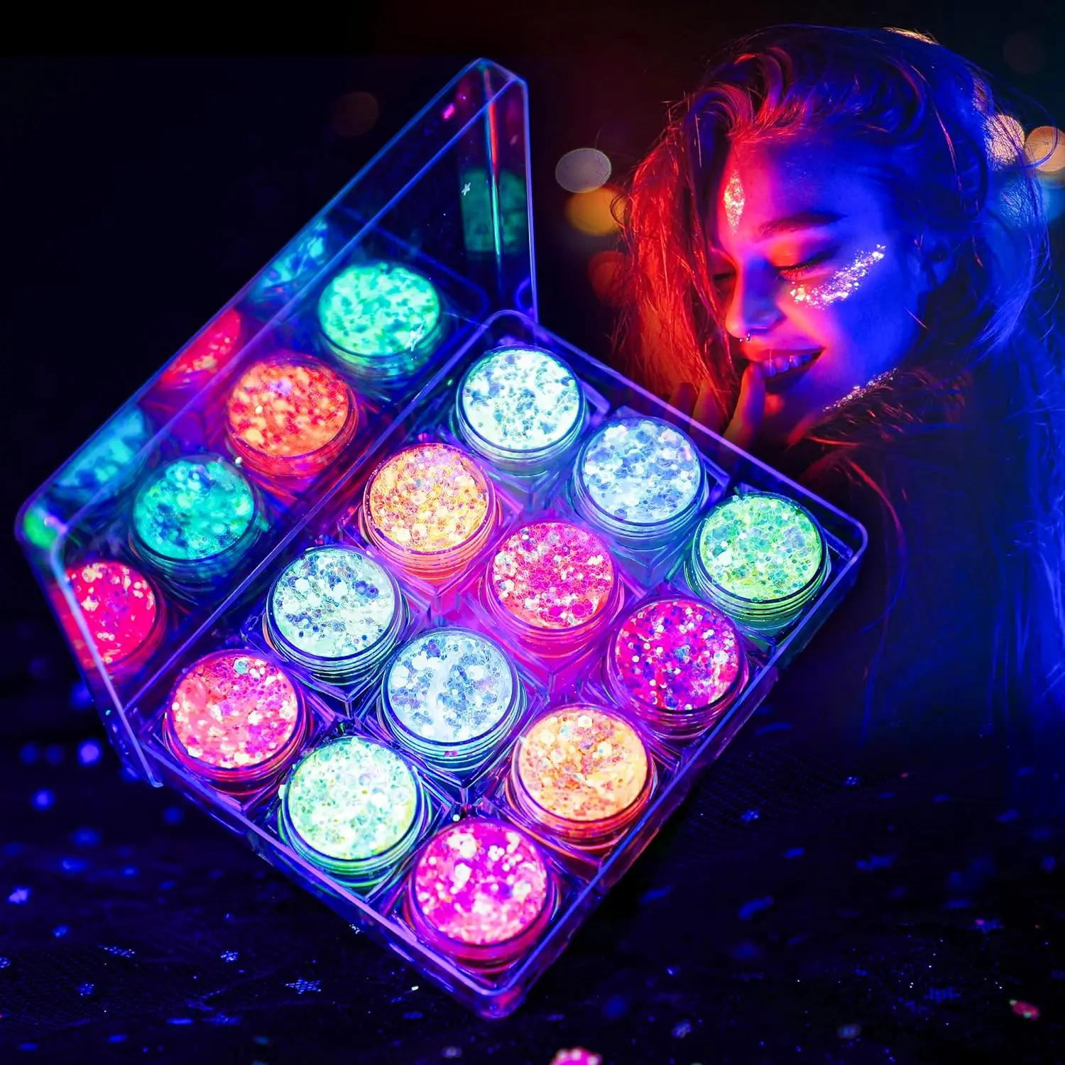 LATIBELL Glow in The Dark Body Face Glitter Gel for Women