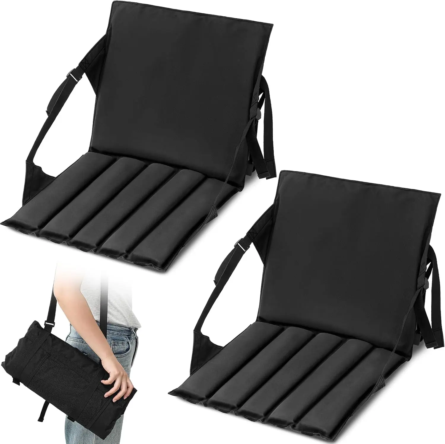 Marsui 2 Pcs Folding Stadium Seats for Bleachers with Back Support