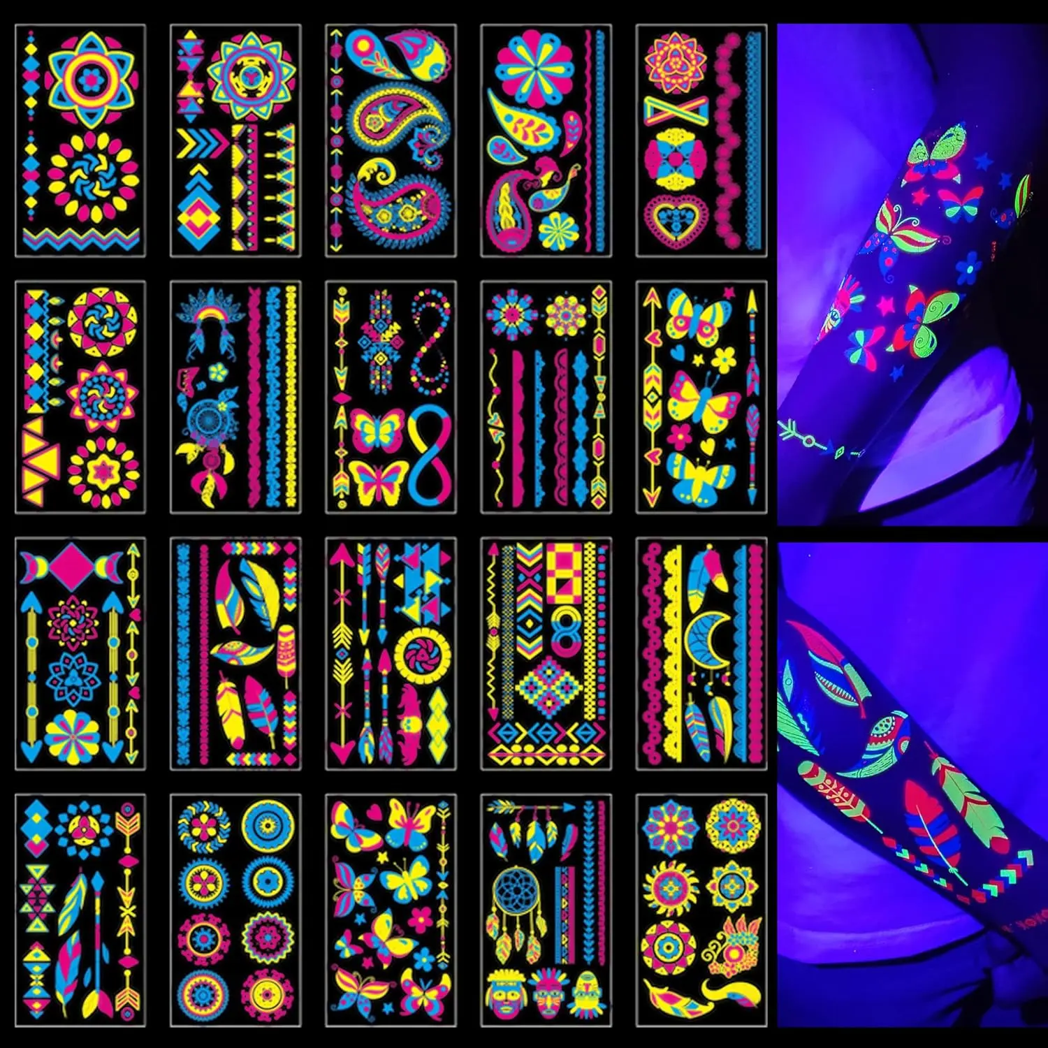 TATUWST Glow in the Dark Tattoos 172 PCS