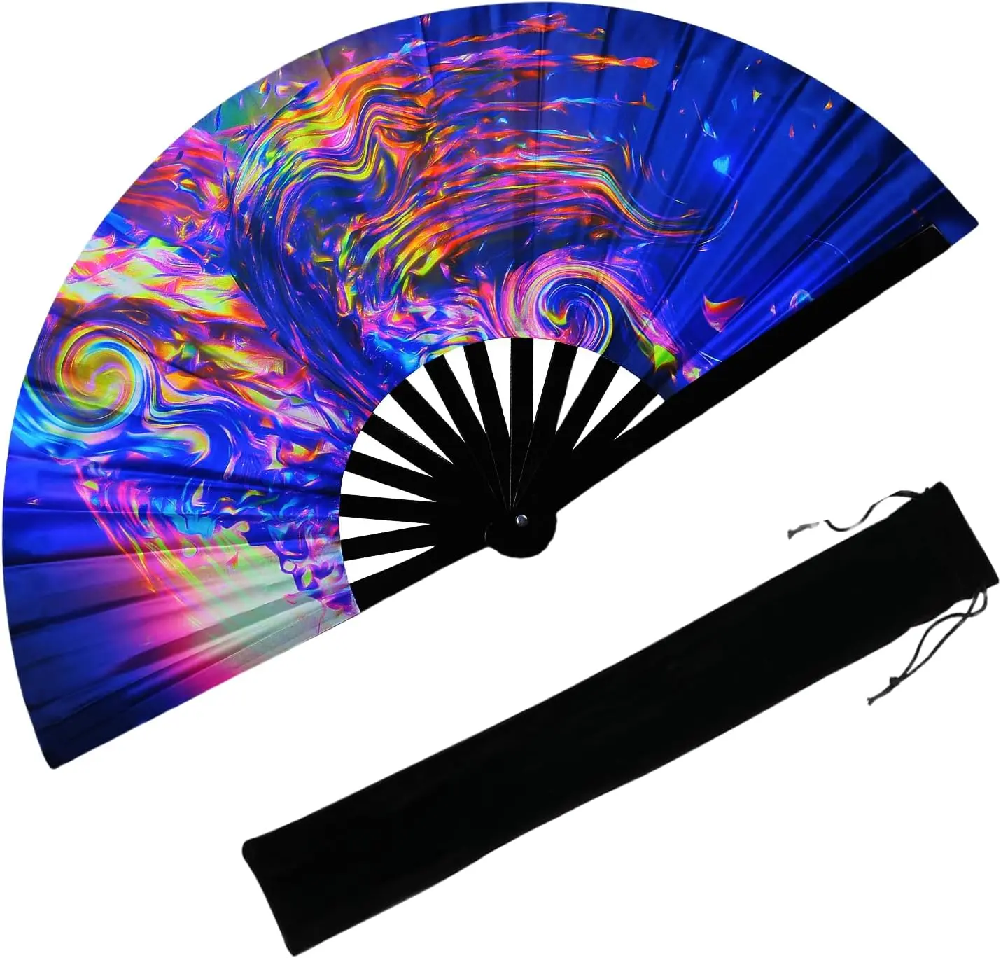 YKuzLx 13‘’ UV Glow Large Rave Fan for Men Women